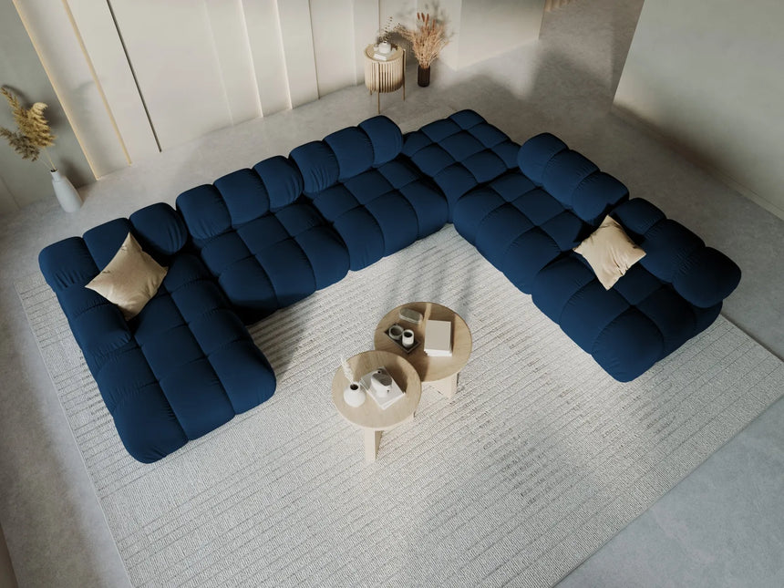 Bellis Modulares Sofa 6 Module Chaise Longue Rechts mit Samt-Stoff (Blu86) in Königsblau, 376x282 cm – Bild 9