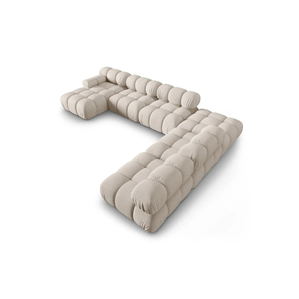 Bellis Modulares Sofa 6 Module Chaise Longue Rechts mit Samtbezug oder 3D-Stoff, 376x282 cm - ZEN ZONE Furniture