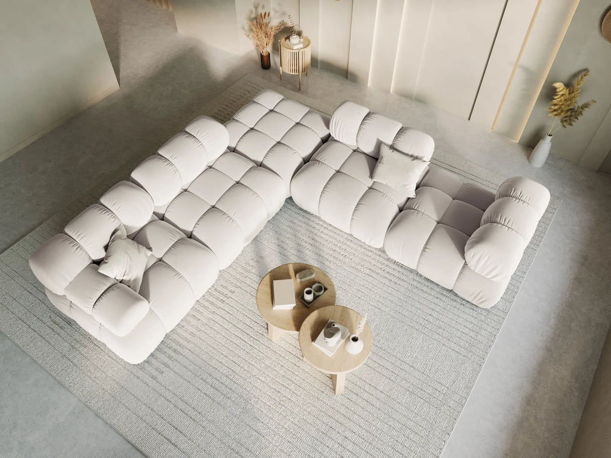 Bellis Modulares Sofa Eckmodul Links mit Samt-Stoff (Blu30) in Dunkelbeige, 94 cm – Bild 6