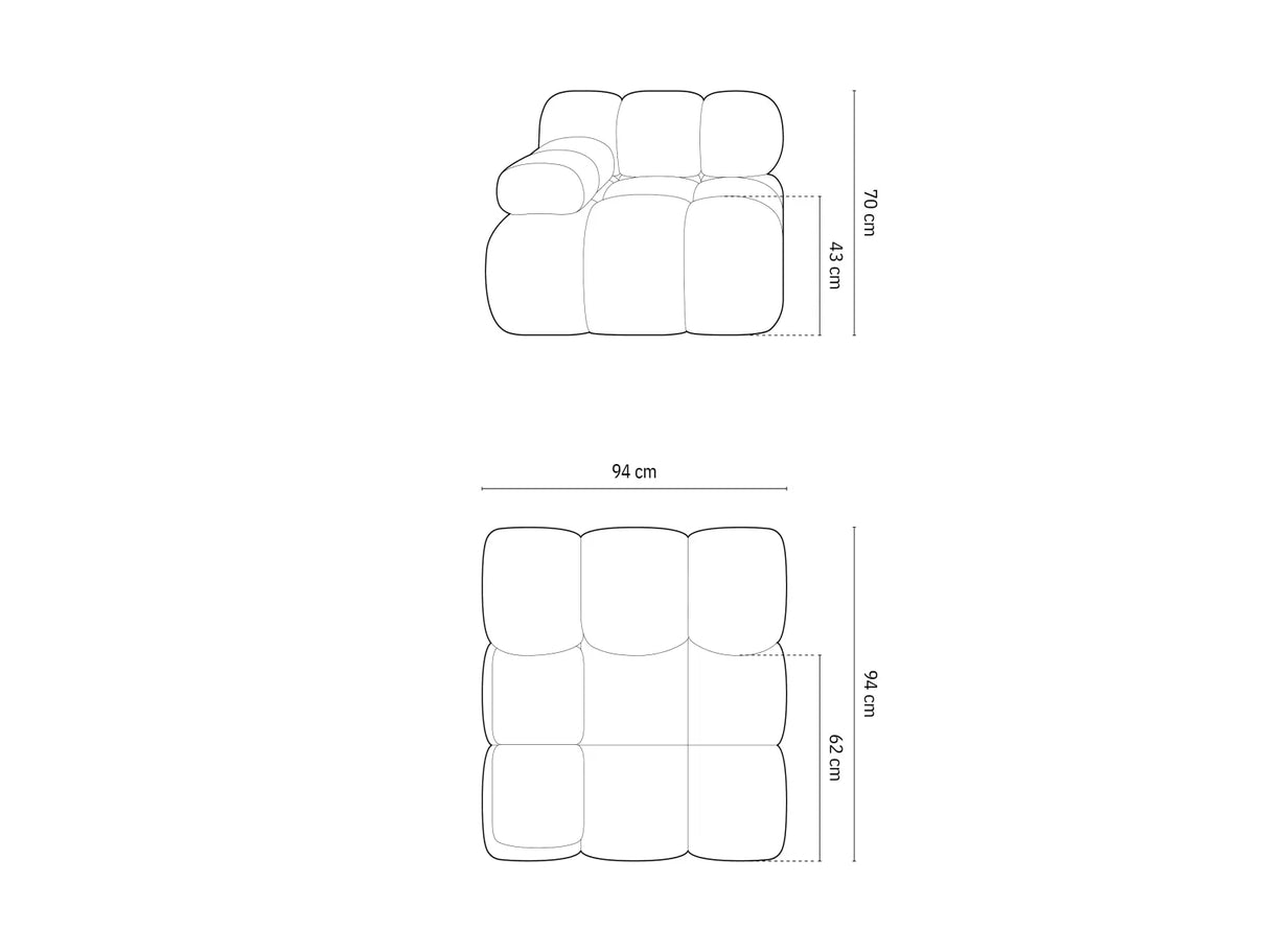 Bellis Modulares Sofa Eckmodul Links mit Samtbezug oder 3D-Stoff, 94 cm – Bild 6