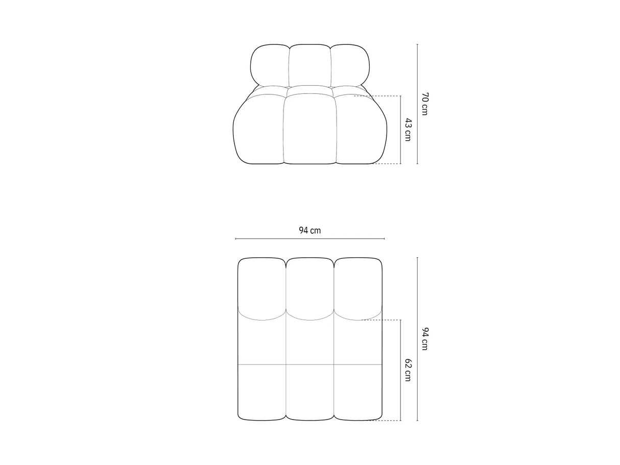 Bellis Modulares Sofa Einzelmodul in Samt-Stoff (Blu40), Cappuccino, 94 cm – Bild 3