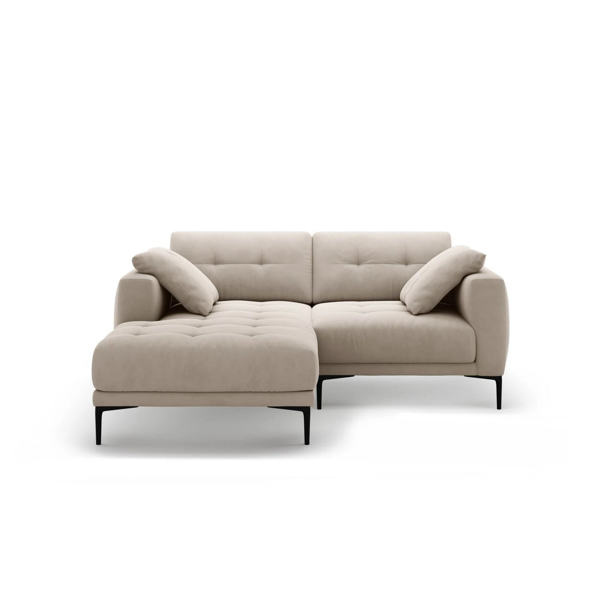 Bemy Ecksofa Links aus Samt (Salvador 1) in Beige, 205x174 cm – Bild 1