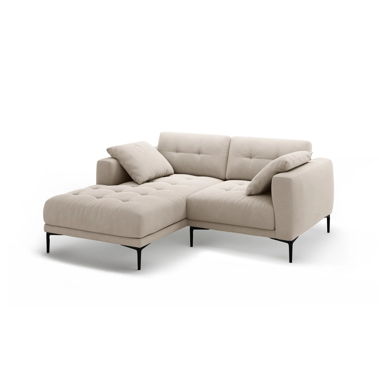 Bemy Ecksofa Links aus Samt (Salvador 1) in Beige, 205x174 cm – Bild 2