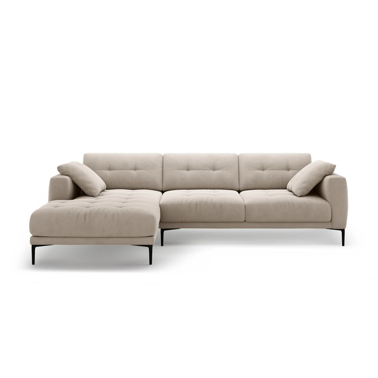 Bemy Ecksofa Links aus Samt (Salvador 1) in Beige, 295x174 cm – Bild 1