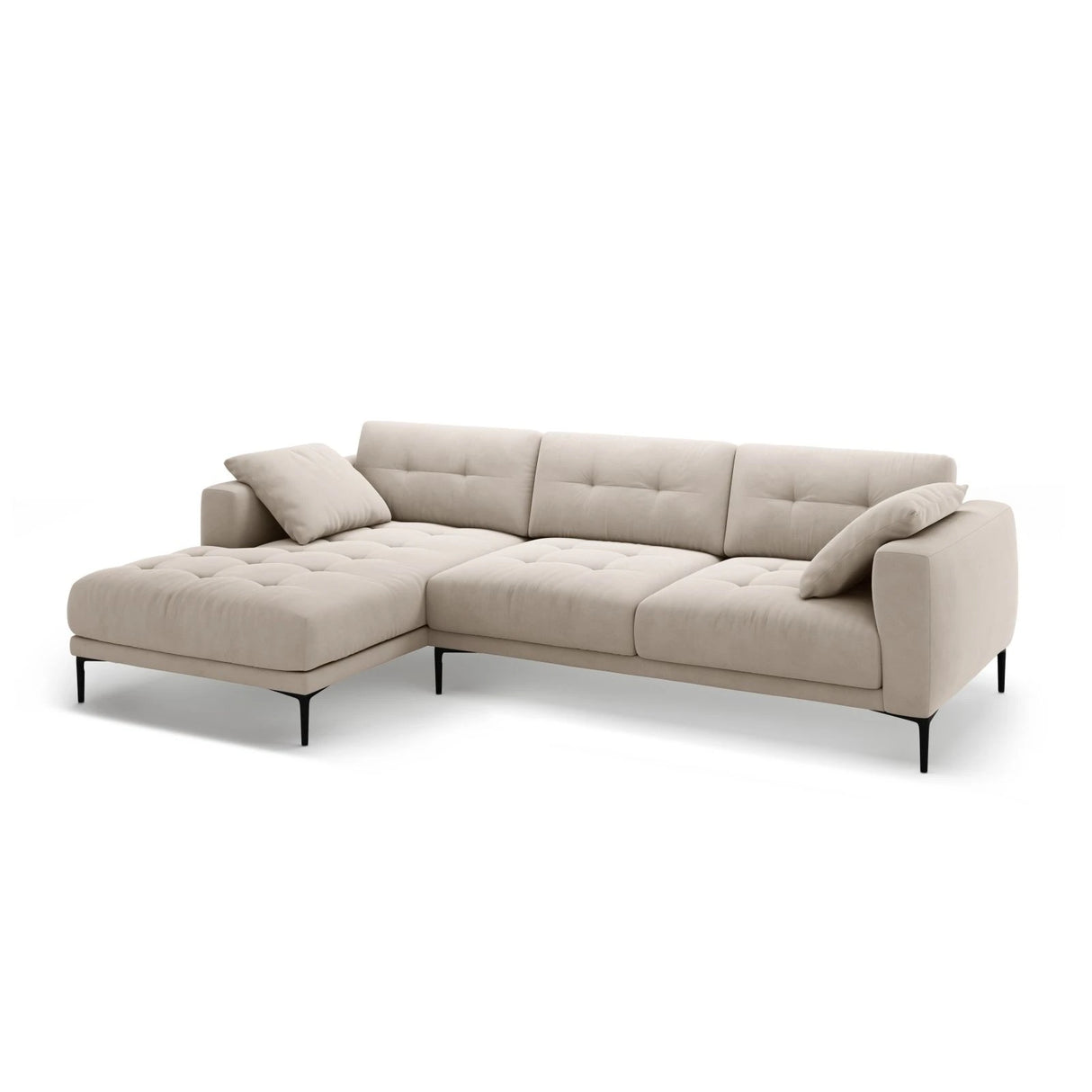 Bemy Ecksofa Links aus Samt (Salvador 1) in Beige, 295x174 cm – Bild 2