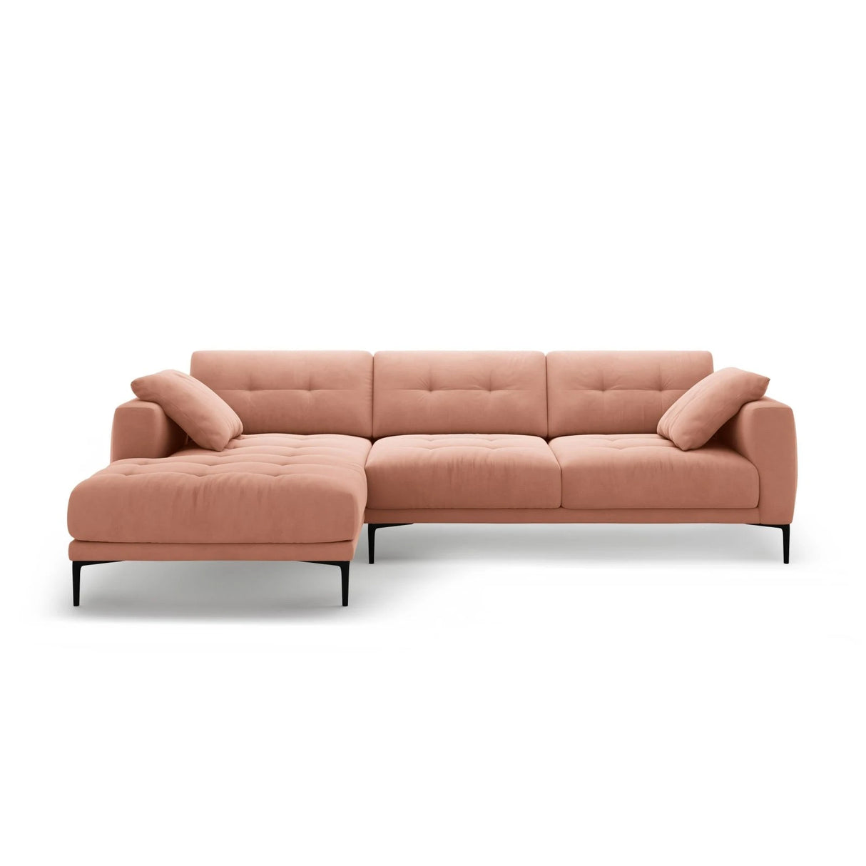 Bemy Ecksofa Links aus Samt (Salvador 11) in Rosa, 295x174 cm – Bild 1