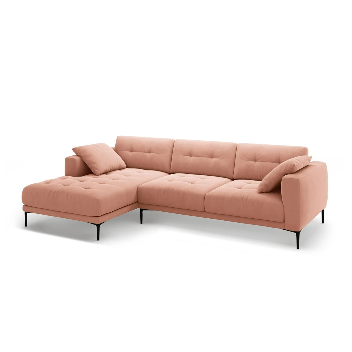 Bemy Ecksofa Links aus Samt (Salvador 11) in Rosa, 295x174 cm – Bild 2