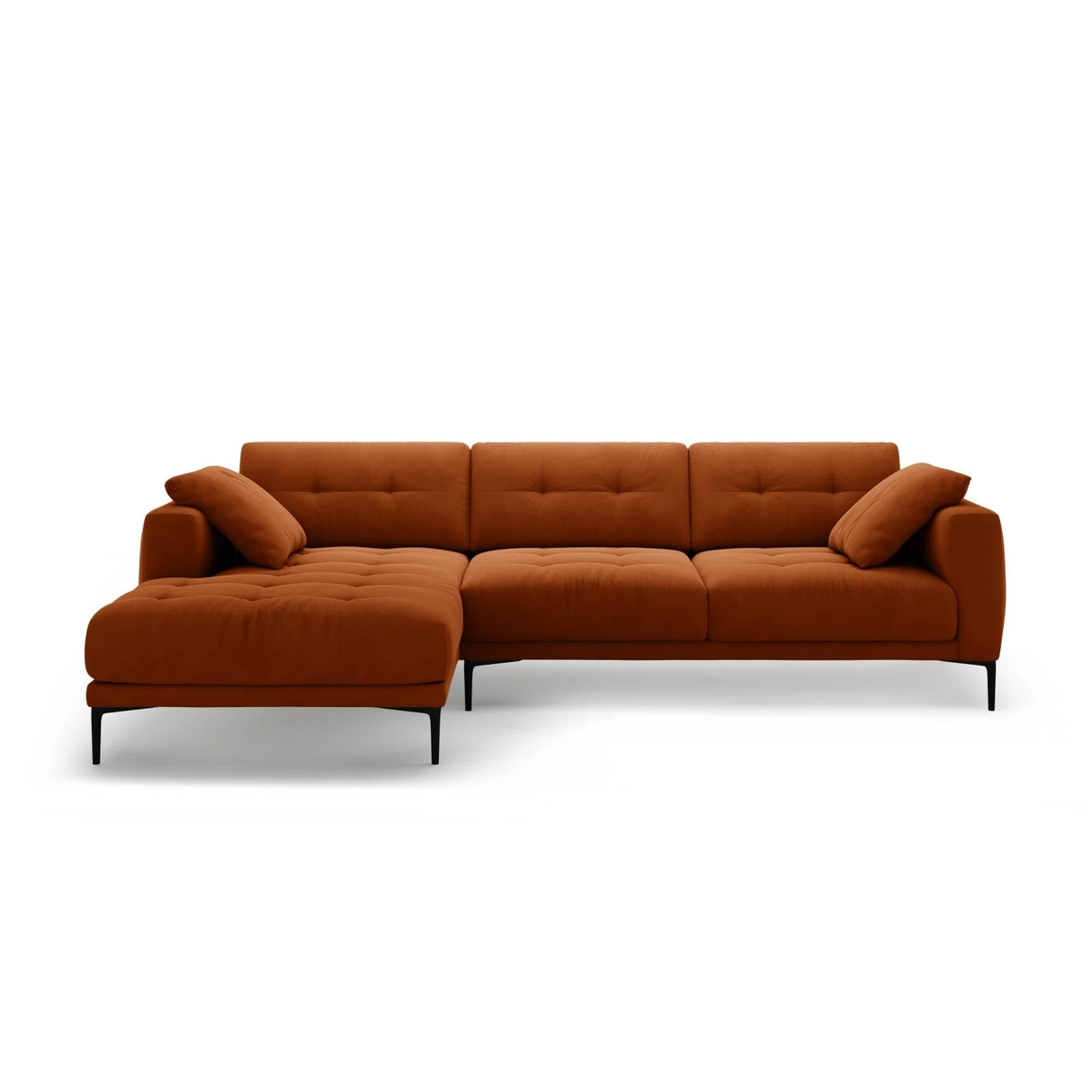 Bemy Ecksofa Links aus Samt (Salvador 14) in Terrakotta, 295x174 cm – Bild 1