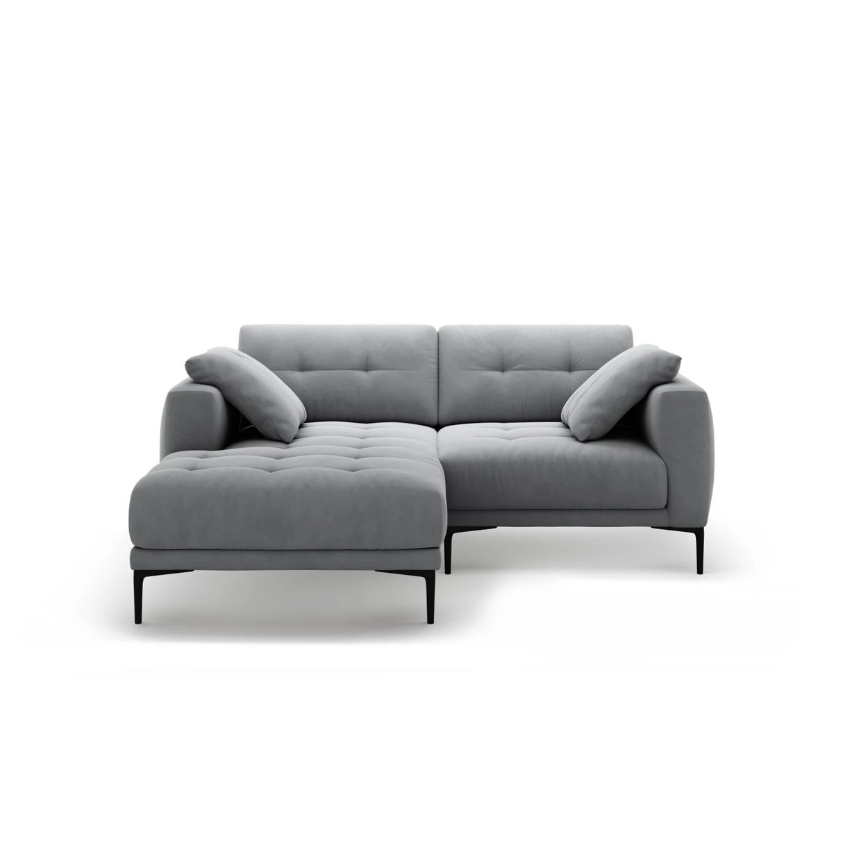 Bemy Ecksofa Links aus Samt (Salvador 17) in Grau, 205x174 cm – Bild 1