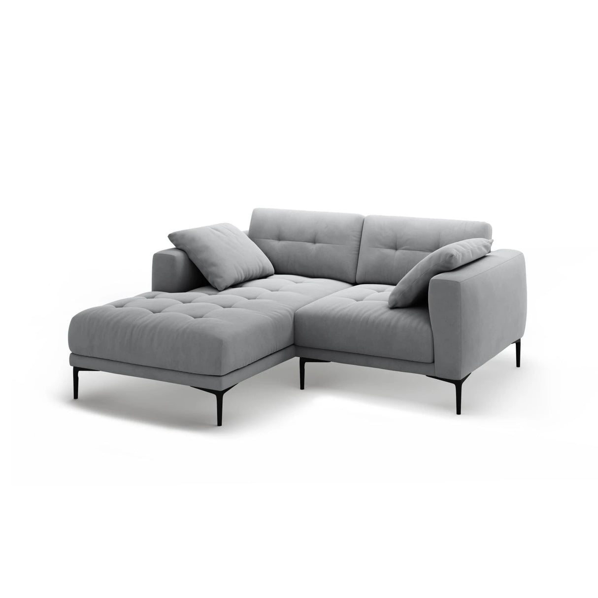 Bemy Ecksofa Links aus Samt (Salvador 17) in Grau, 205x174 cm – Bild 2