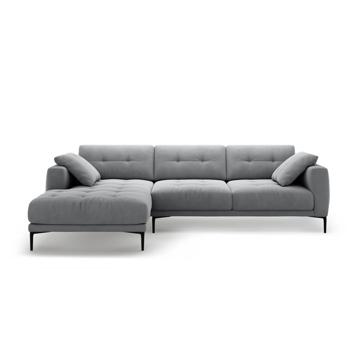 Bemy Ecksofa Links aus Samt (Salvador 17) in Grau, 295x174 cm – Bild 1