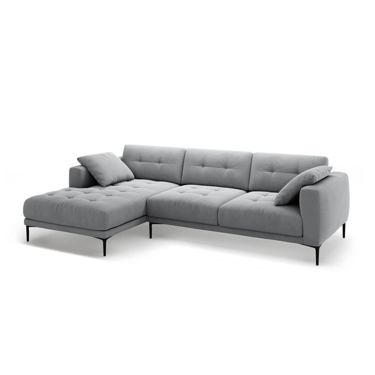 Bemy Ecksofa Links aus Samt (Salvador 17) in Grau, 295x174 cm – Bild 2