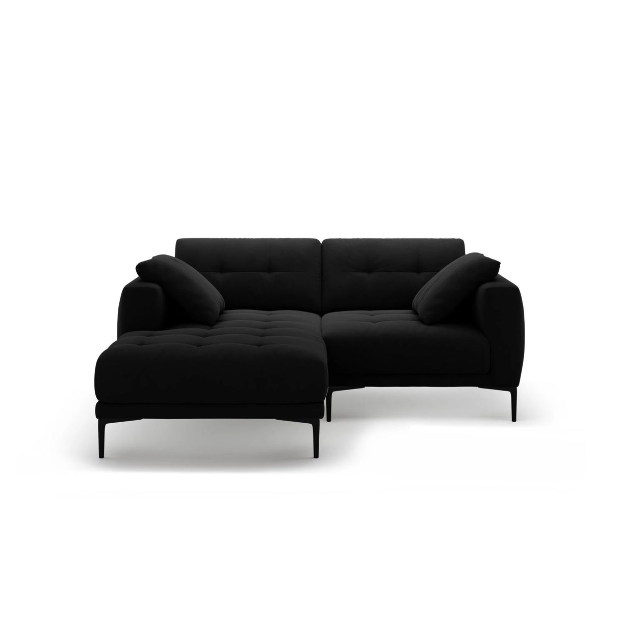 Bemy Ecksofa Links aus Samt (Salvador 19) in Schwarz, 205x174 cm – Bild 1