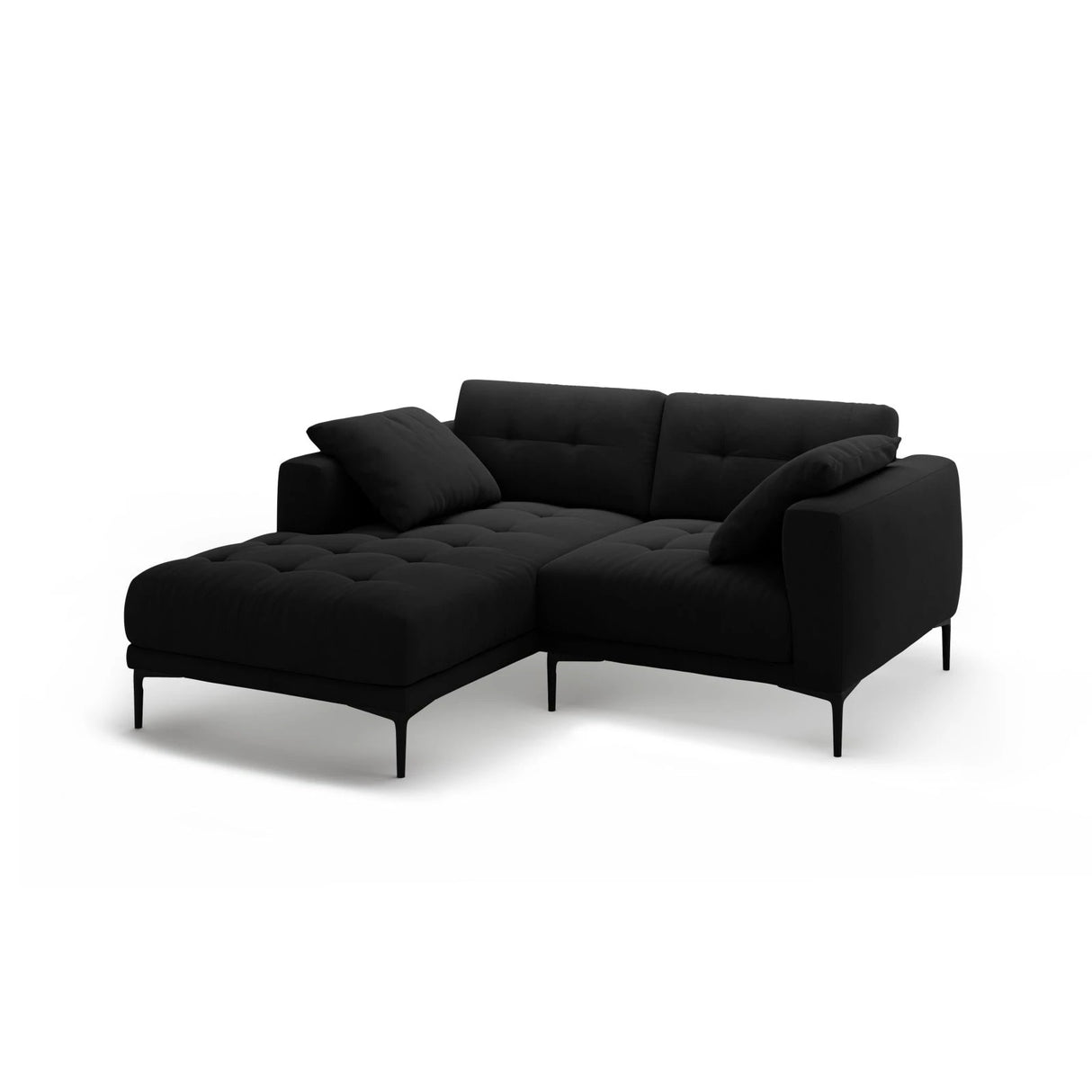 Bemy Ecksofa Links aus Samt (Salvador 19) in Schwarz, 205x174 cm – Bild 2