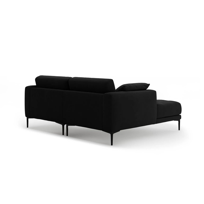 Bemy Ecksofa Links aus Samt (Salvador 19) in Schwarz, 205x174 cm – Bild 3