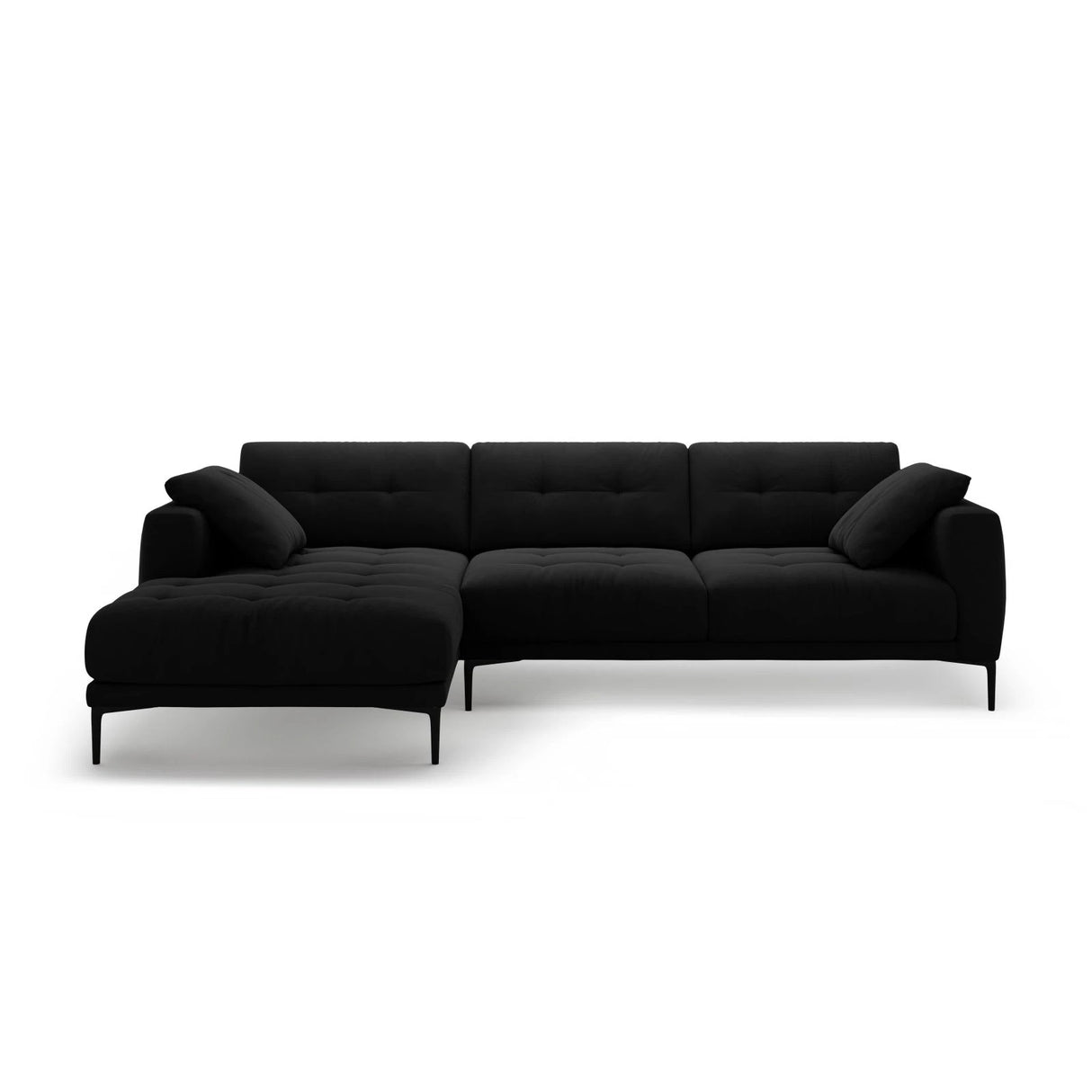 Bemy Ecksofa Links aus Samt (Salvador 19) in Schwarz, 295x174 cm – Bild 1