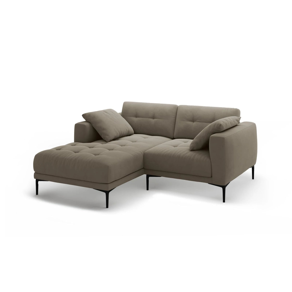 Bemy Ecksofa Links aus Samt (Salvador 3) in Grau-Braun, 205x174 cm – Bild 2