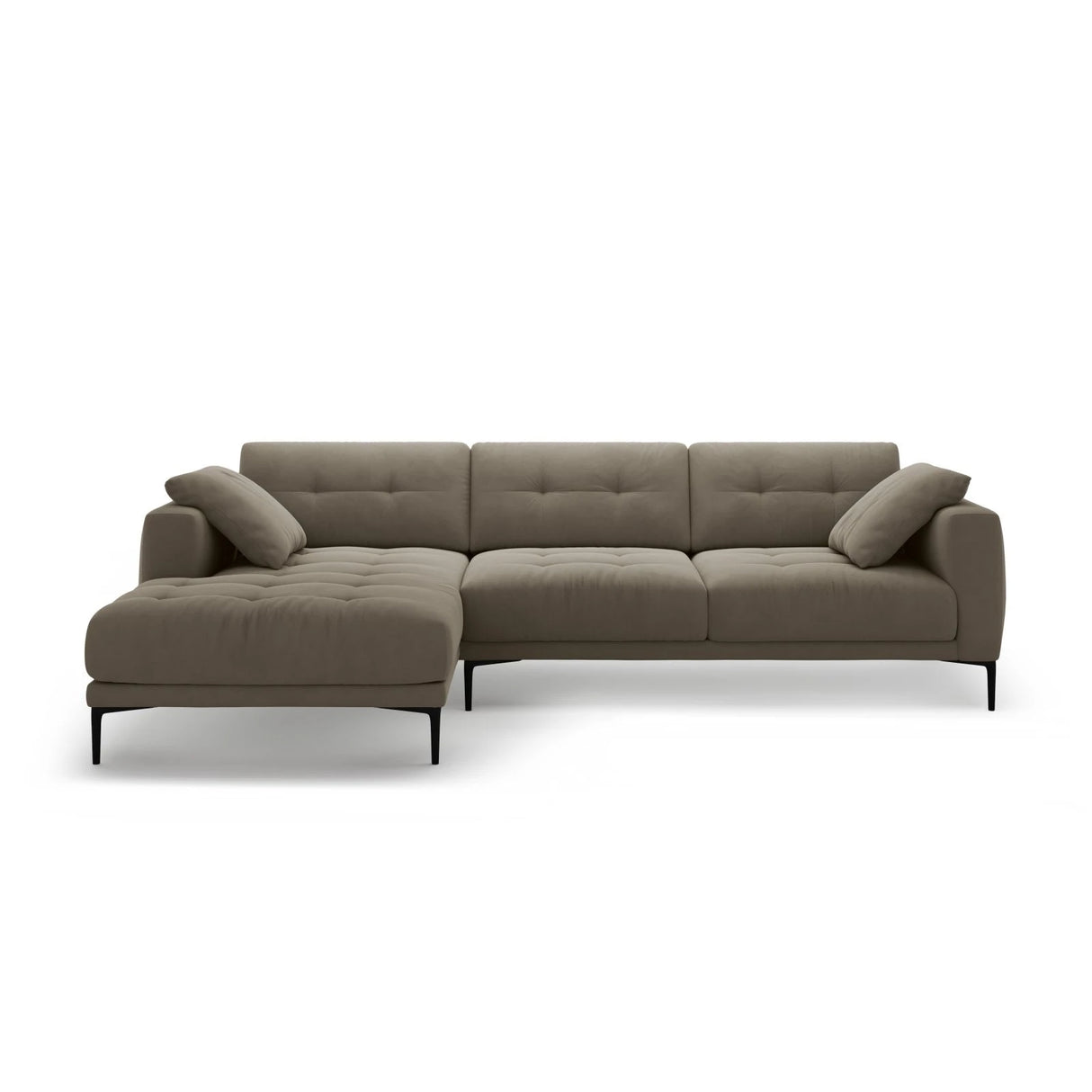 Bemy Ecksofa Links aus Samt (Salvador 3) in Grau-Braun, 295x174 cm – Bild 1