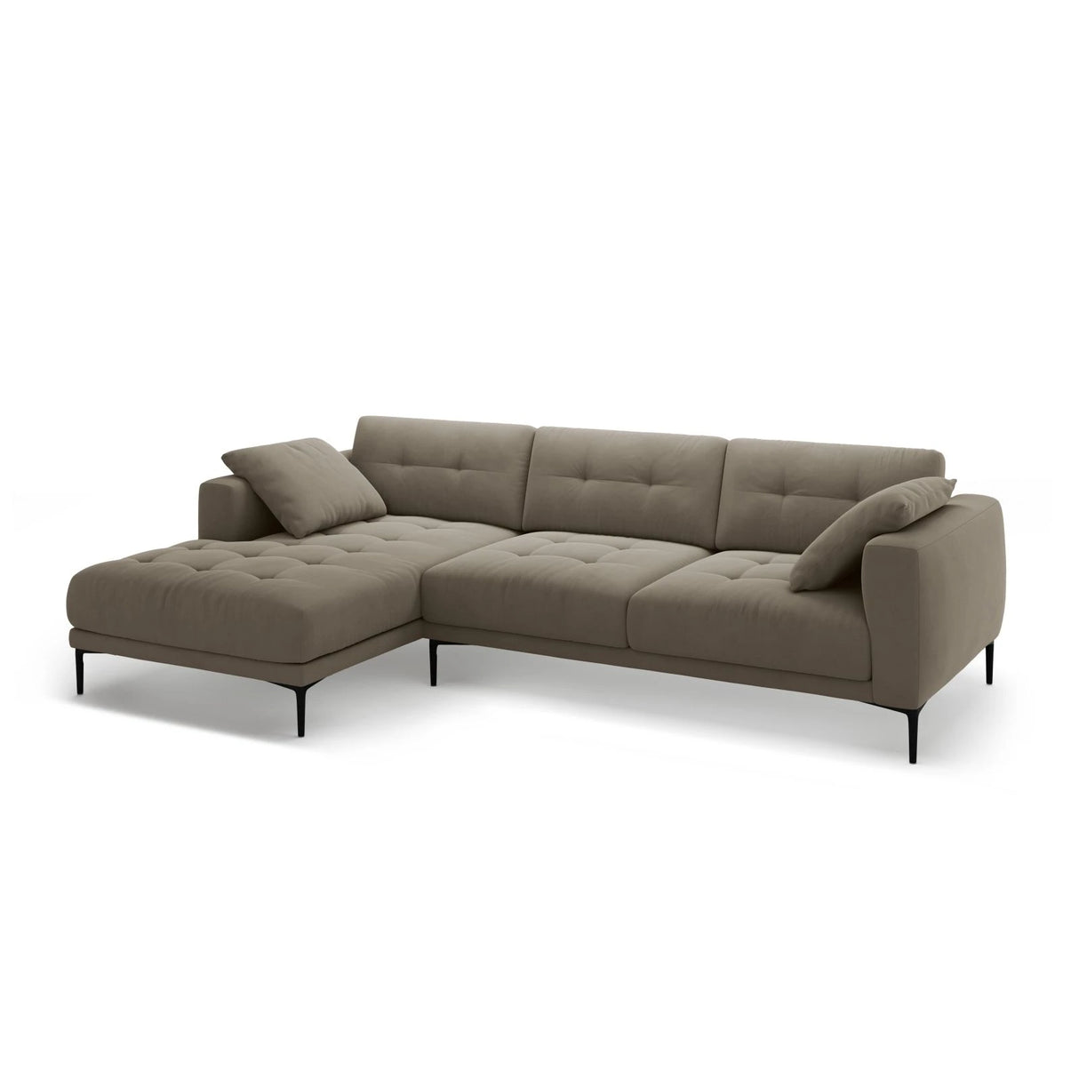 Bemy Ecksofa Links aus Samt (Salvador 3) in Grau-Braun, 295x174 cm – Bild 2