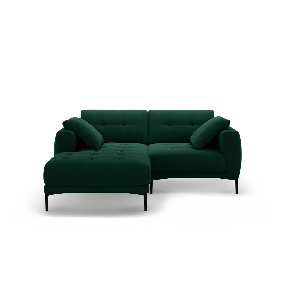 Bemy Ecksofa Links aus Samt (Salvador 7) in Flaschengrün, 205x174 cm – Bild 1