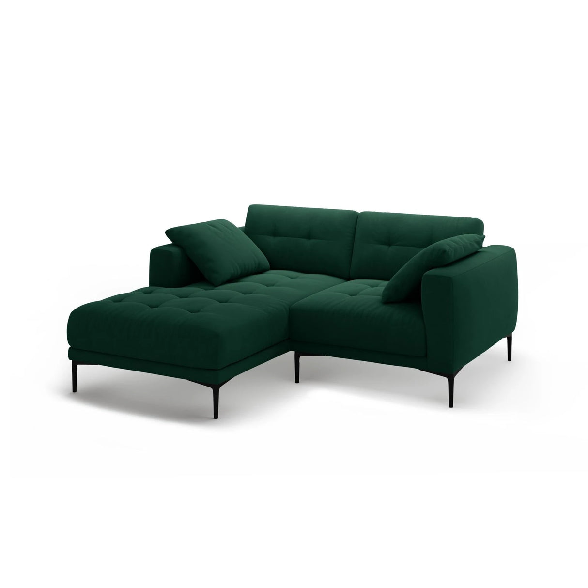 Bemy Ecksofa Links aus Samt (Salvador 7) in Flaschengrün, 205x174 cm – Bild 2