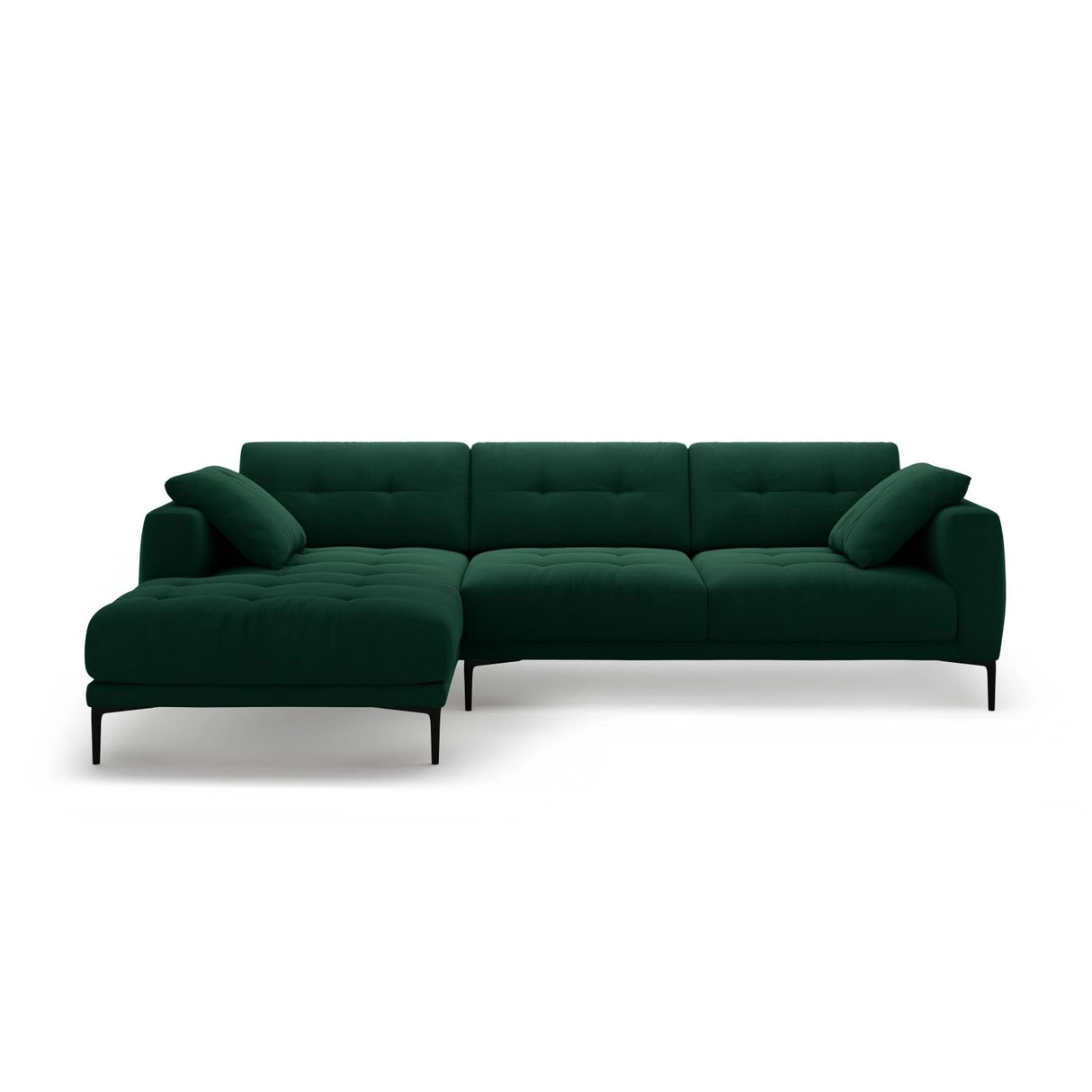 Bemy Ecksofa Links aus Samt (Salvador 7) in Flaschengrün, 295x174 cm – Bild 1