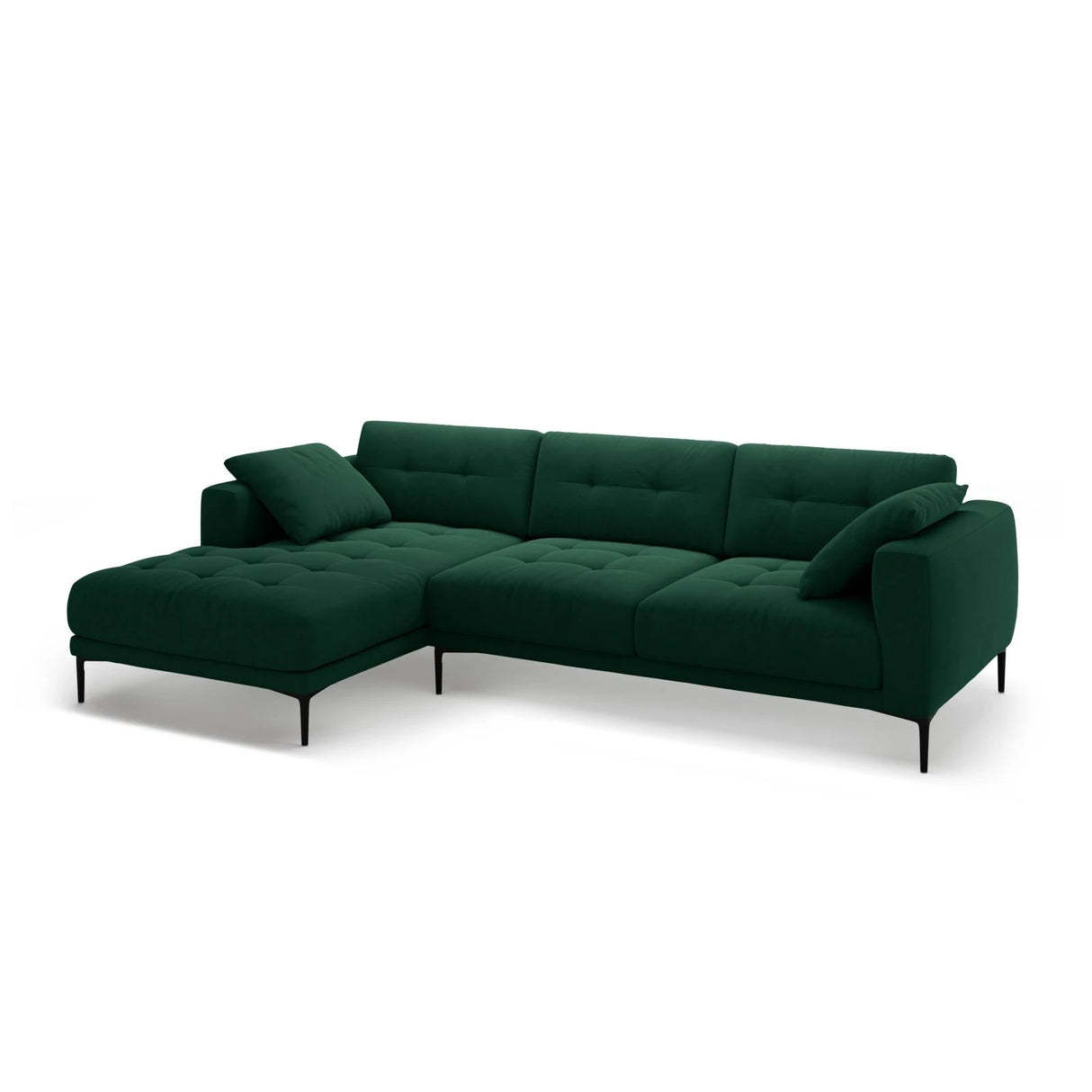 Bemy Ecksofa Links aus Samt (Salvador 7) in Flaschengrün, 295x174 cm – Bild 2