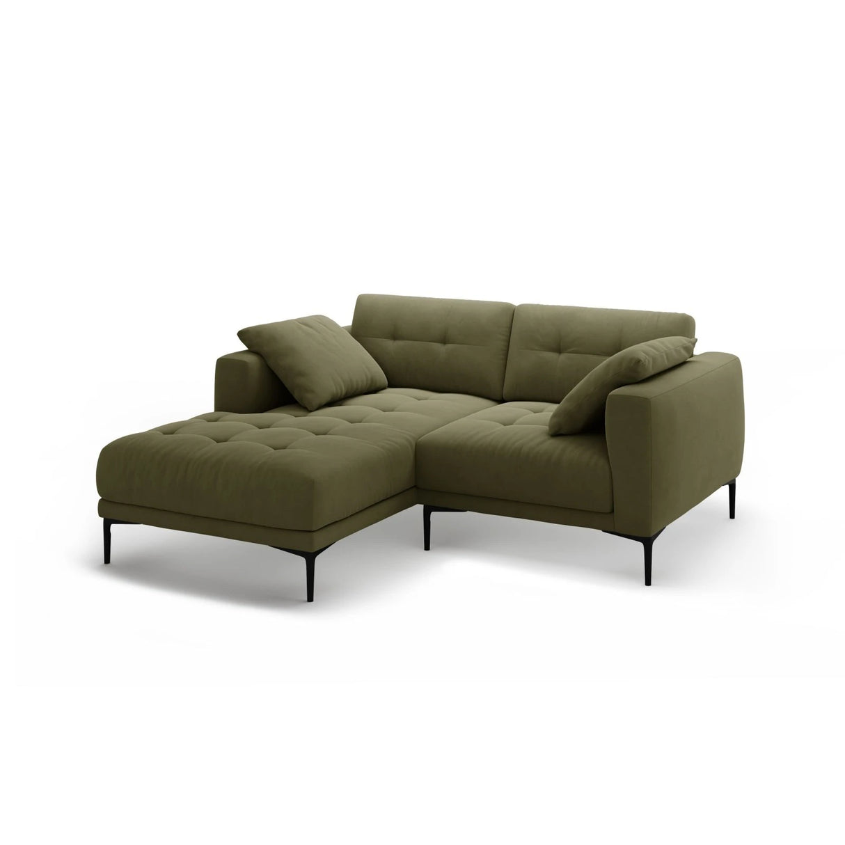 Bemy Ecksofa Links aus Samt (Salvador 8) in Grün, 205x174 cm – Bild 2