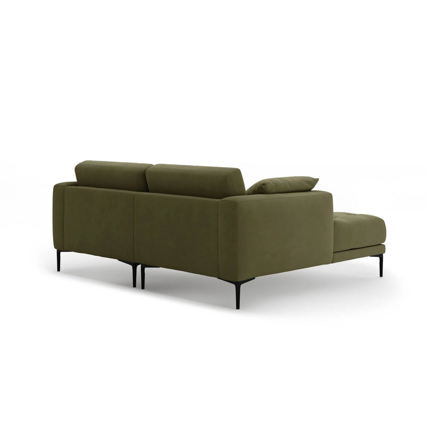 Bemy Ecksofa Links aus Samt (Salvador 8) in Grün, 205x174 cm – Bild 3