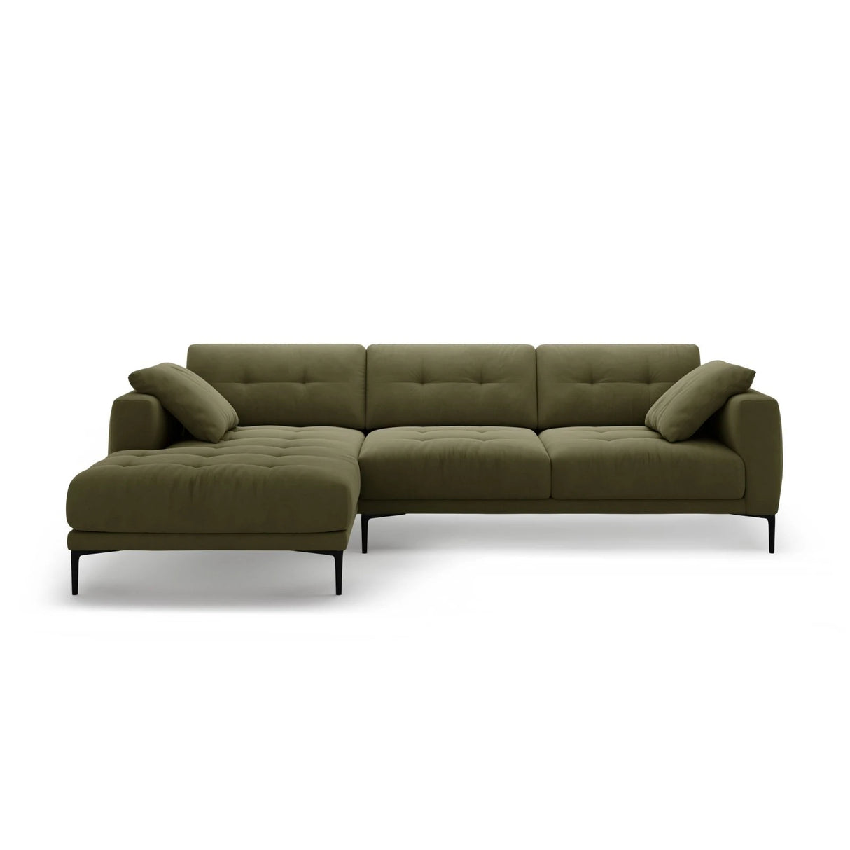 Bemy Ecksofa Links aus Samt (Salvador 8) in Grün, 295x174 cm – Bild 1