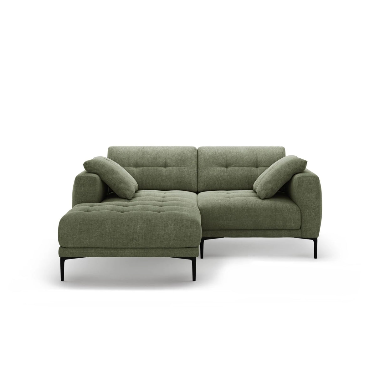 Bemy Ecksofa Links aus Strukturierter Stoff (Sorella 34) in Dunkles olivgrün, 205x174 cm – Bild 1