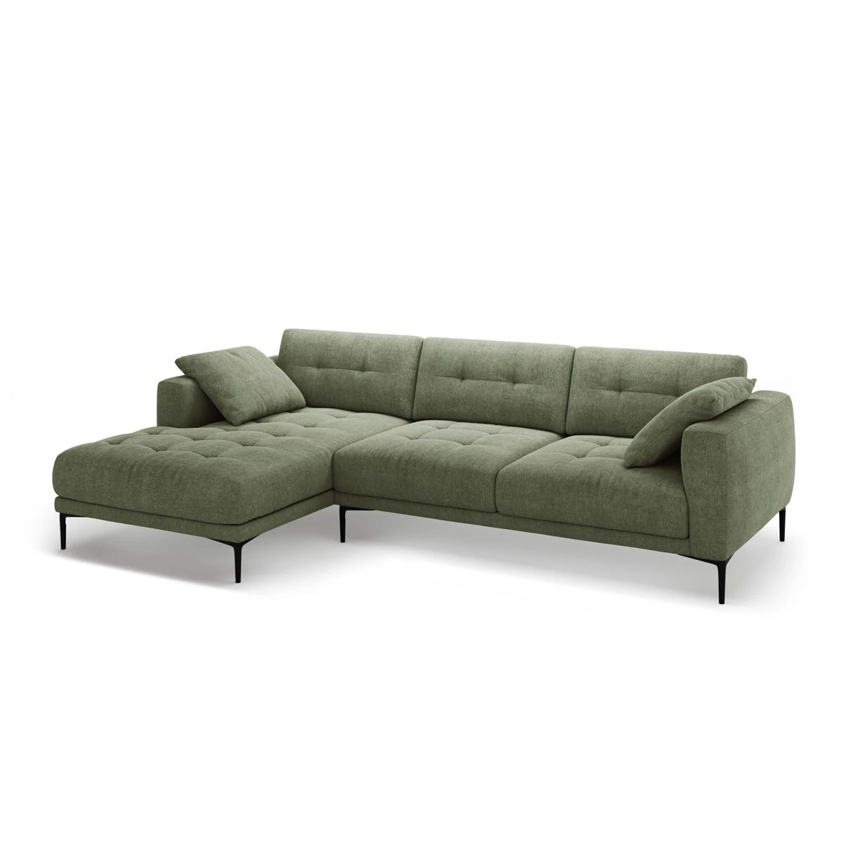 Bemy Ecksofa Links aus Strukturierter Stoff (Sorella 34) in Dunkles olivgrün, 295x174 cm – Bild 2
