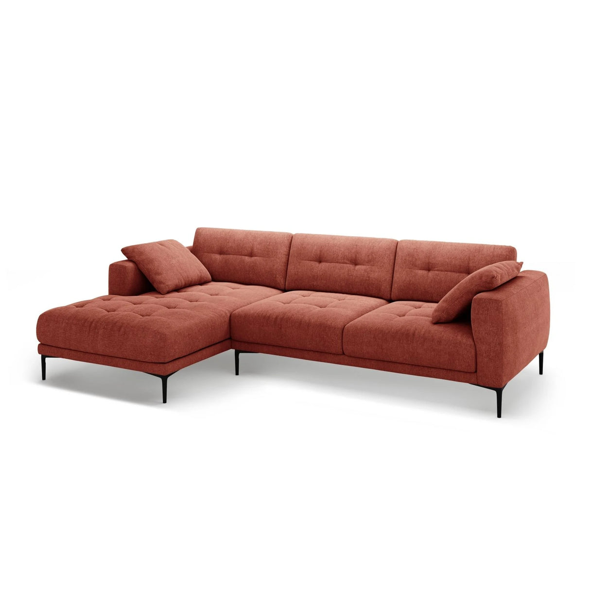Bemy Ecksofa Links aus Strukturierter Stoff (Sorella 58) in Koralle, 295x174 cm – Bild 2