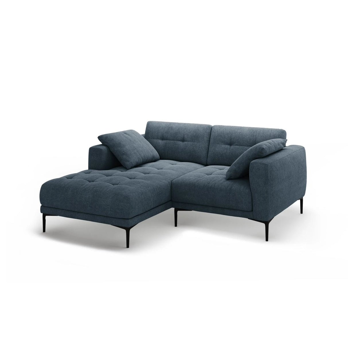 Bemy Ecksofa Links aus Strukturierter Stoff (Sorella 77) in Dunkelblau, 205x174 cm – Bild 2