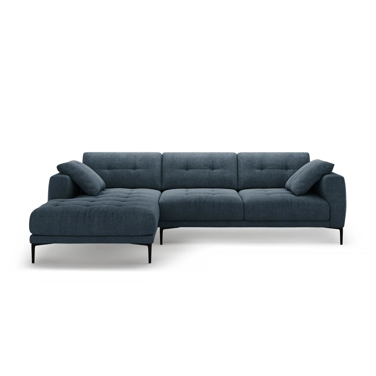 Bemy Ecksofa Links aus Strukturierter Stoff (Sorella 77) in Dunkelblau, 295x174 cm – Bild 1