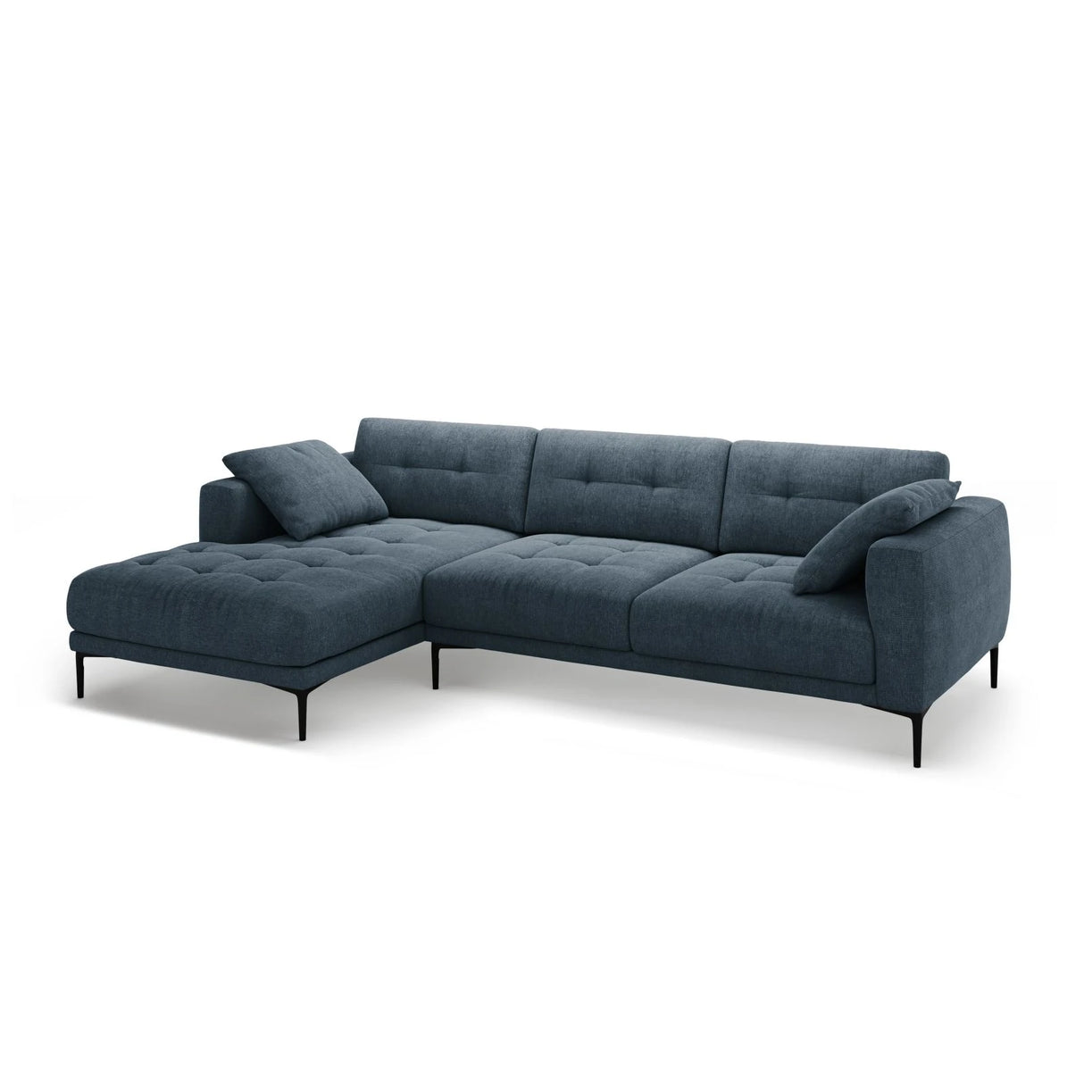 Bemy Ecksofa Links aus Strukturierter Stoff (Sorella 77) in Dunkelblau, 295x174 cm – Bild 2