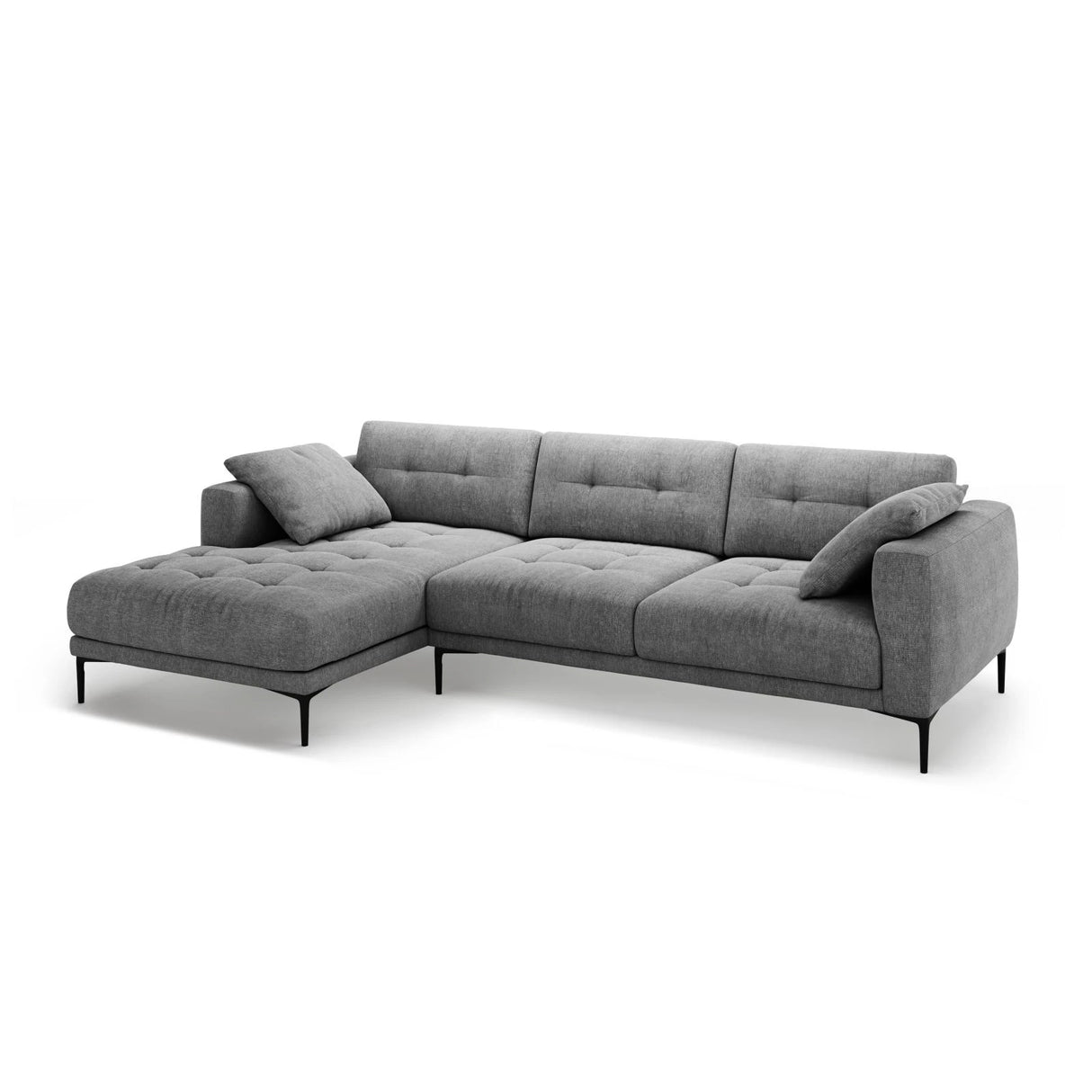 Bemy Ecksofa Links aus Strukturierter Stoff (Sorella 89) in Grau, 295x174 cm – Bild 2