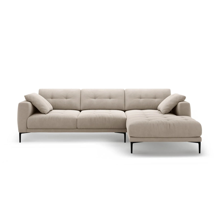 Bemy Ecksofa Rechts aus Samt (Salvador 1) in Beige, 295x174 cm – Bild 1