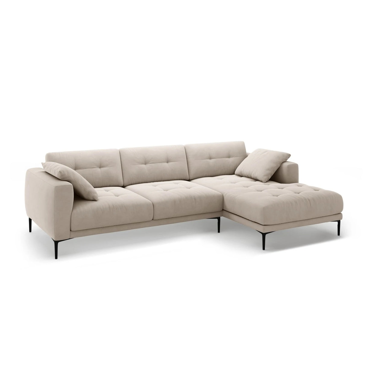 Bemy Ecksofa Rechts aus Samt (Salvador 1) in Beige, 295x174 cm – Bild 2