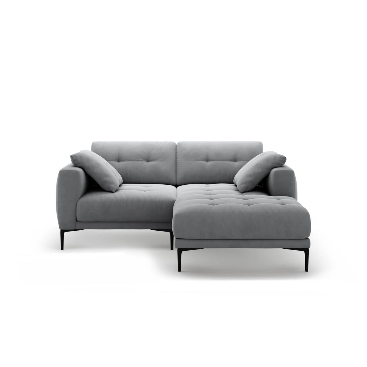 Bemy Ecksofa Rechts aus Samt (Salvador 17) in Grau, 205x174 cm – Bild 1