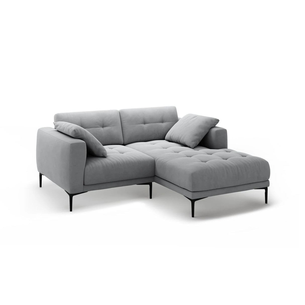 Bemy Ecksofa Rechts aus Samt (Salvador 17) in Grau, 205x174 cm – Bild 2