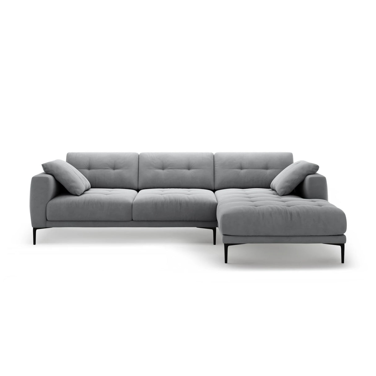 Bemy Ecksofa Rechts aus Samt (Salvador 17) in Grau, 295x174 cm – Bild 1
