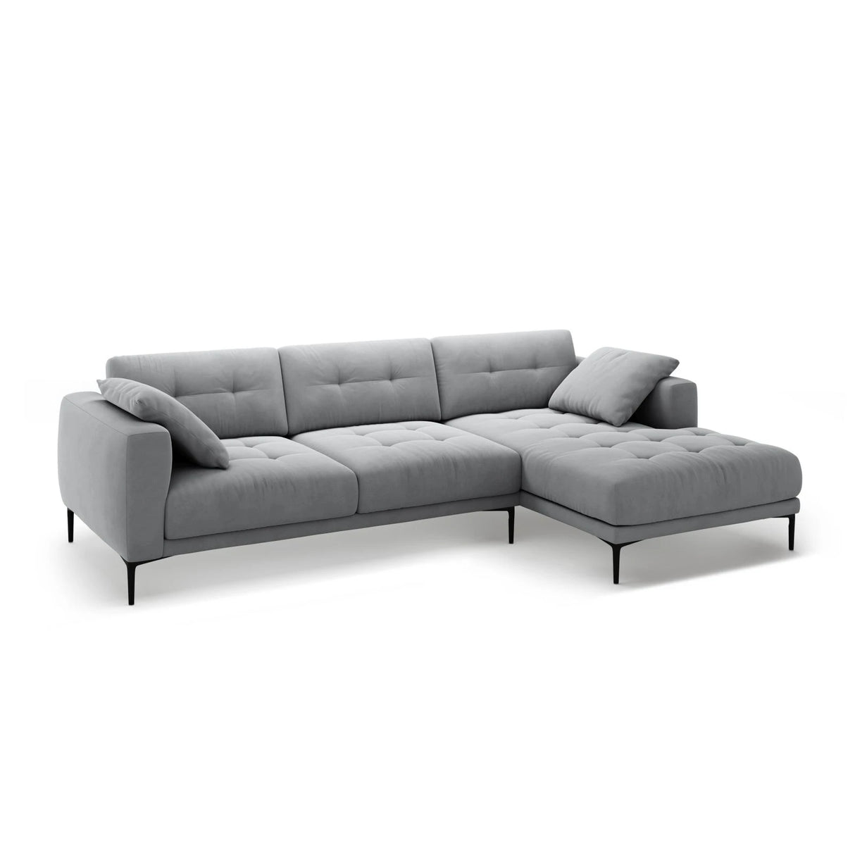 Bemy Ecksofa Rechts aus Samt (Salvador 17) in Grau, 295x174 cm – Bild 2