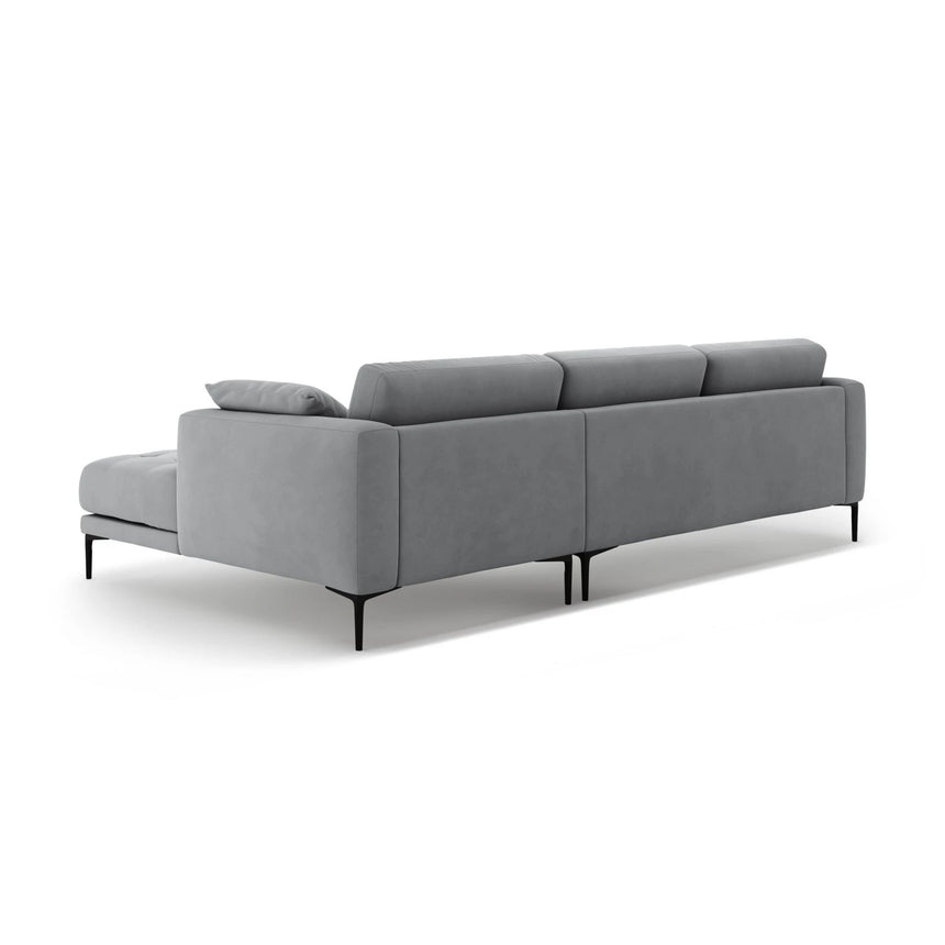 Bemy Ecksofa Rechts aus Samt (Salvador 17) in Grau, 295x174 cm – Bild 3