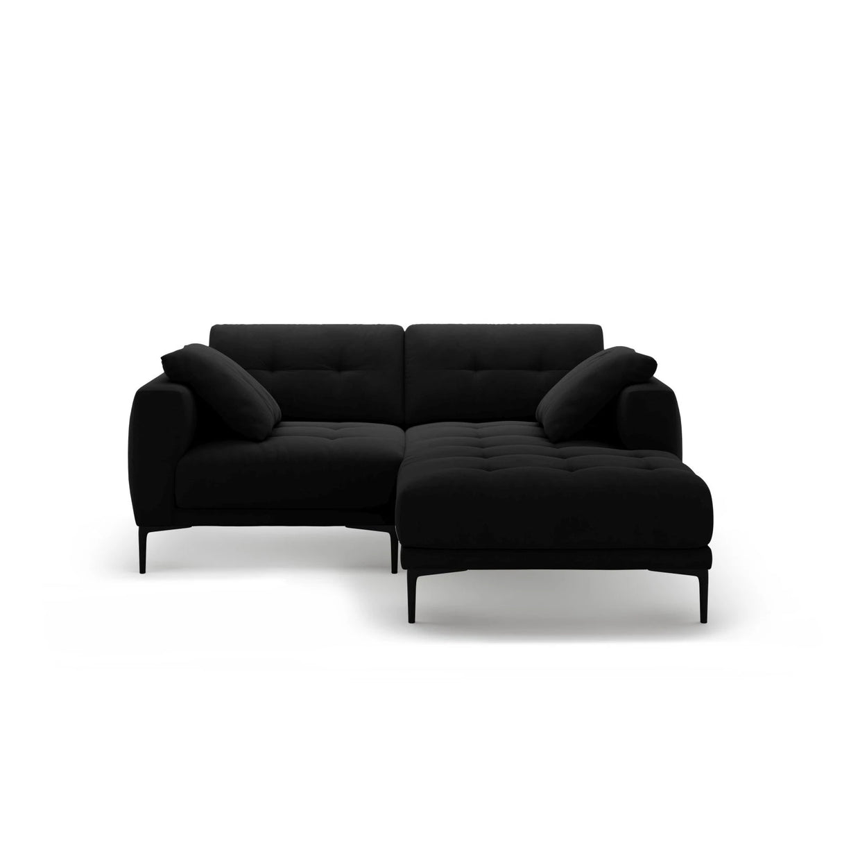 Bemy Ecksofa Rechts aus Samt (Salvador 19) in Schwarz, 205x174 cm – Bild 1