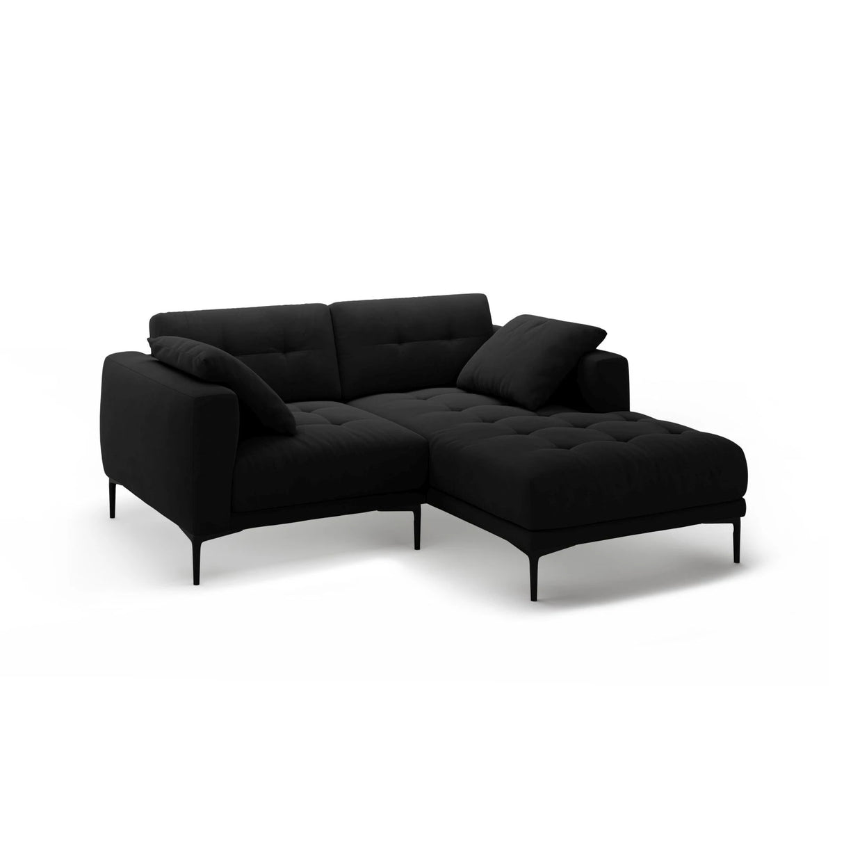 Bemy Ecksofa Rechts aus Samt (Salvador 19) in Schwarz, 205x174 cm – Bild 2
