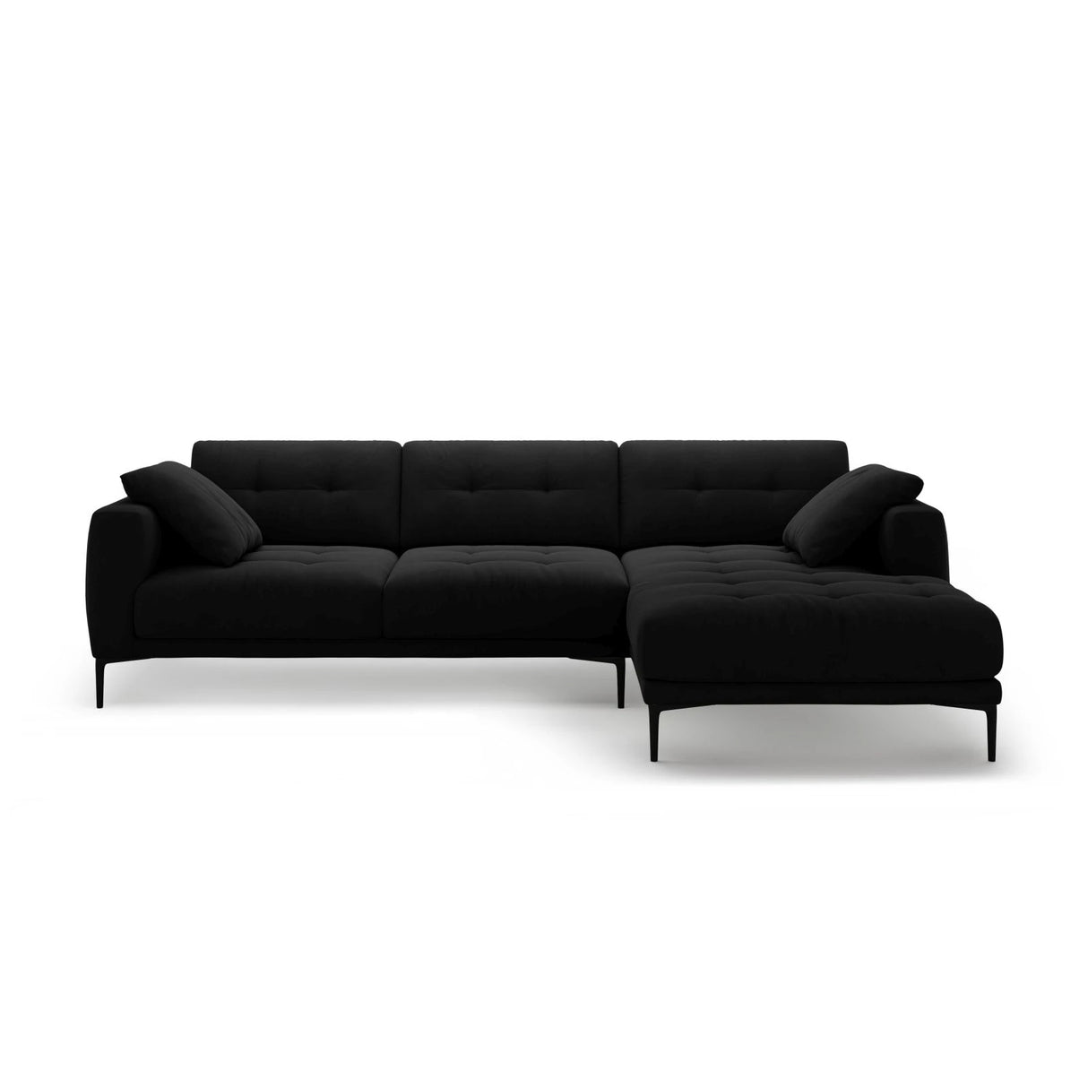 Bemy Ecksofa Rechts aus Samt (Salvador 19) in Schwarz, 295x174 cm – Bild 1