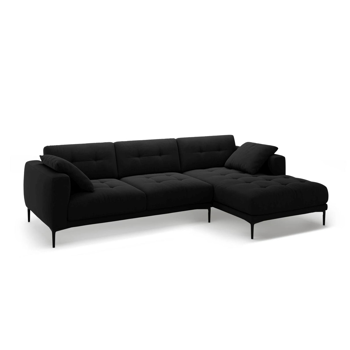 Bemy Ecksofa Rechts aus Samt (Salvador 19) in Schwarz, 295x174 cm – Bild 2
