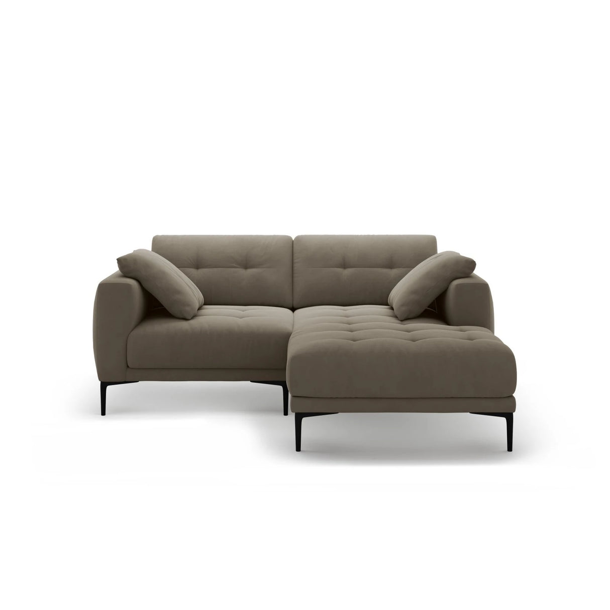 Bemy Ecksofa Rechts aus Samt (Salvador 3) in Grau-Braun, 205x174 cm – Bild 1