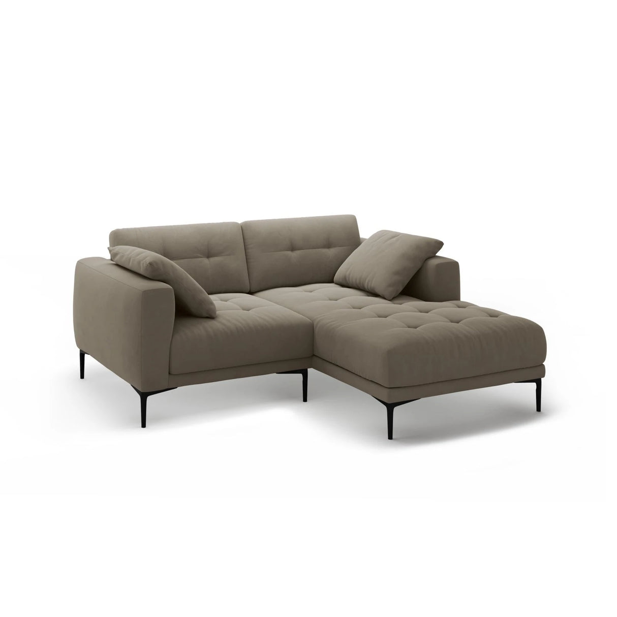 Bemy Ecksofa Rechts aus Samt (Salvador 3) in Grau-Braun, 205x174 cm – Bild 2
